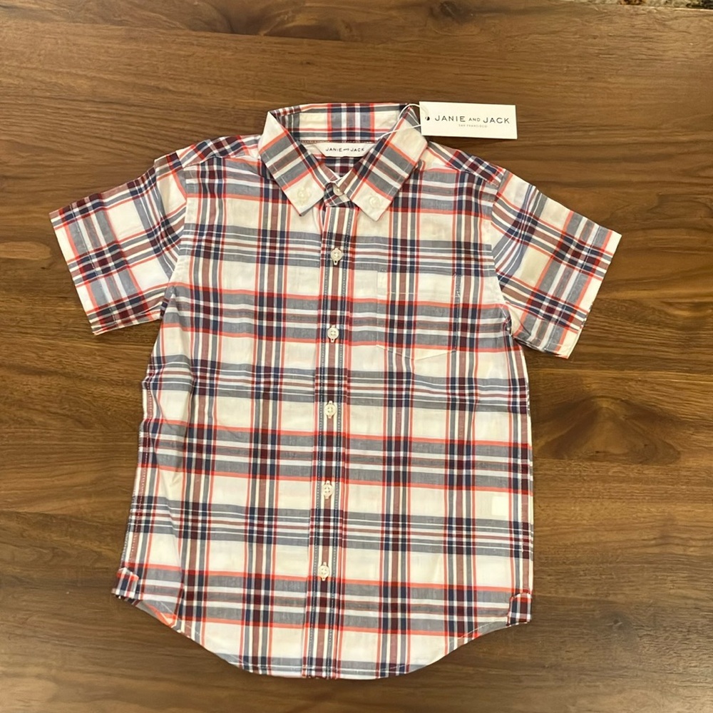 NWT-  Janie and Jack Summer Plaid Shirt